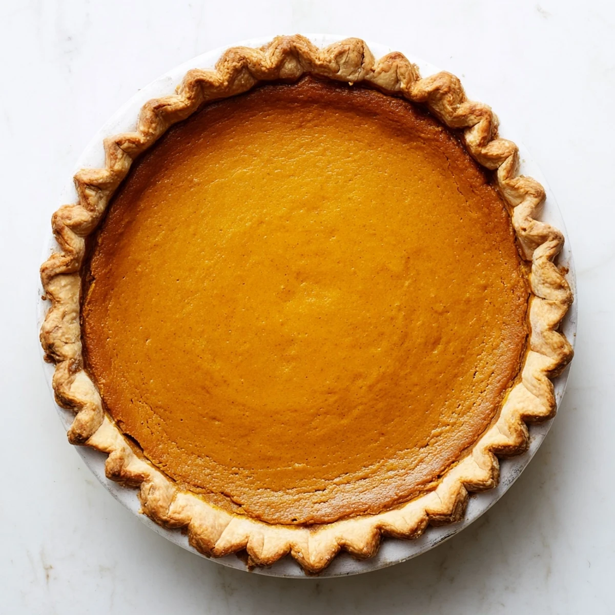 Freshly baked Pumpkin Pie with a golden, flaky crust and a dollop of whipped cream melting on top.