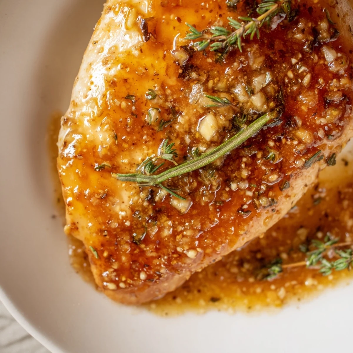 Sizzling seared chicken coated in a sweet and tangy honey Dijon mustard sauce, bubbling in a warm, buttery skillet.