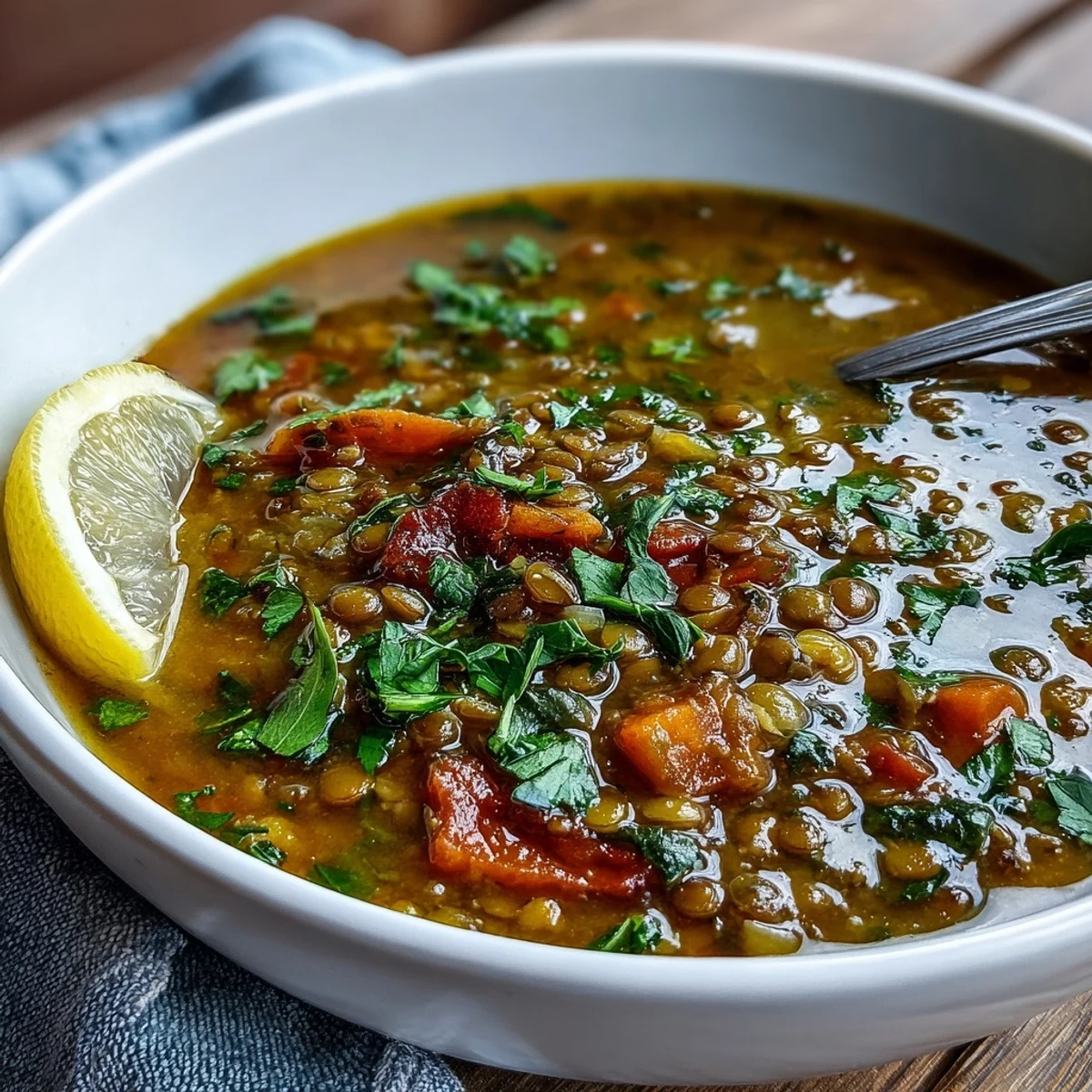 Hearty mung bean soup garnished with fresh cilantro, steam rising invitingly.