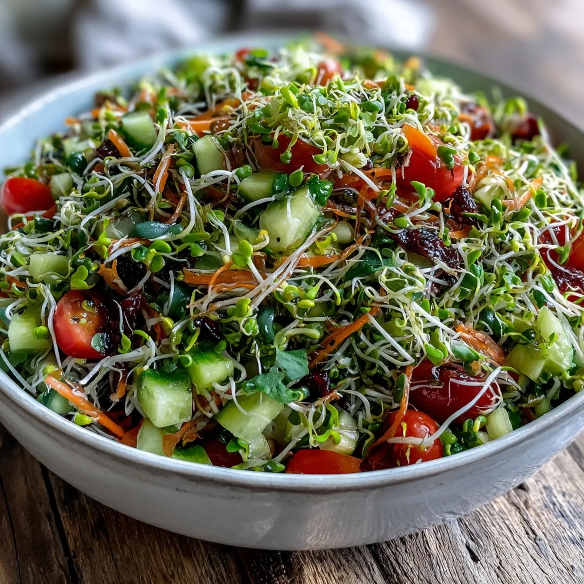 Crisp Sprouted Seed Salad ready to serve, bursting with natural goodness.