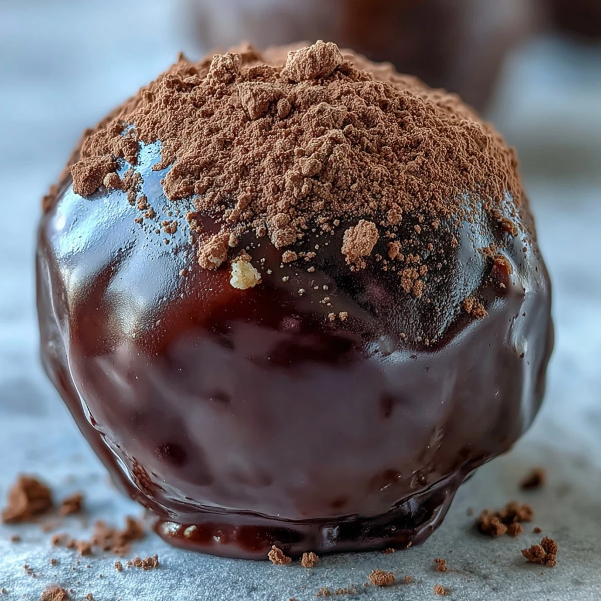 Overhead view of easy French Chocolate Truffles, featuring glossy ganache centers rolled in shredded coconut and powdered sugar.