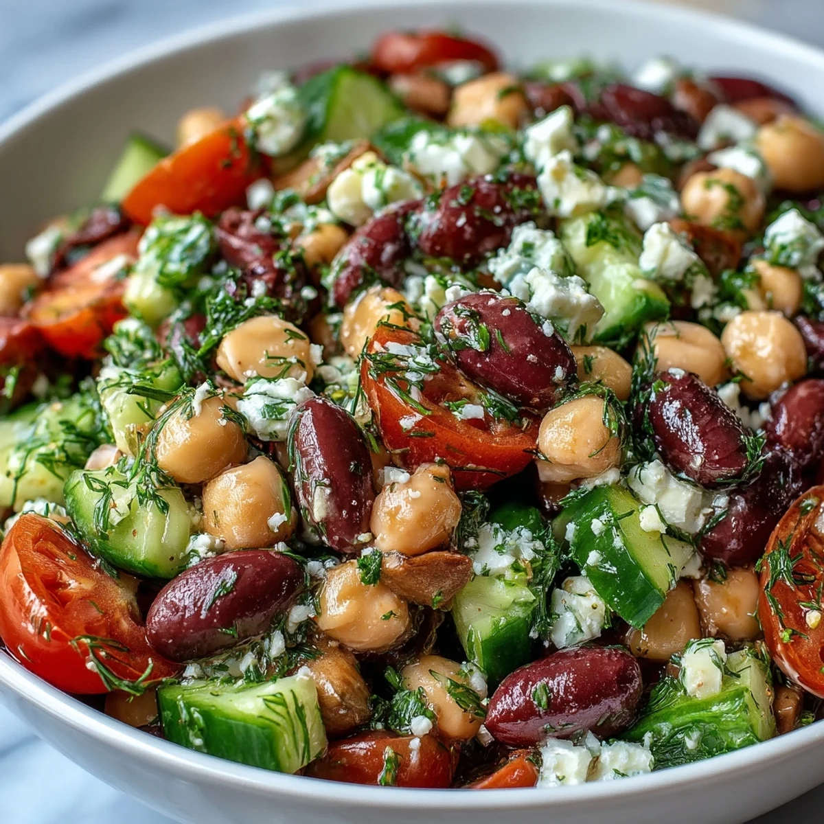 Greek Bean Salad Lemon Marinated