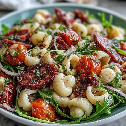 Vibrant Spring Antipasto Pasta Salad with creamy mozzarella and zesty dressing.