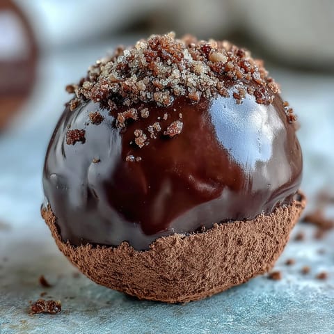Four Chocolate Truffles are shown, two coated in chopped pistachios and two in cocoa, ready to serve on a chilled platter.