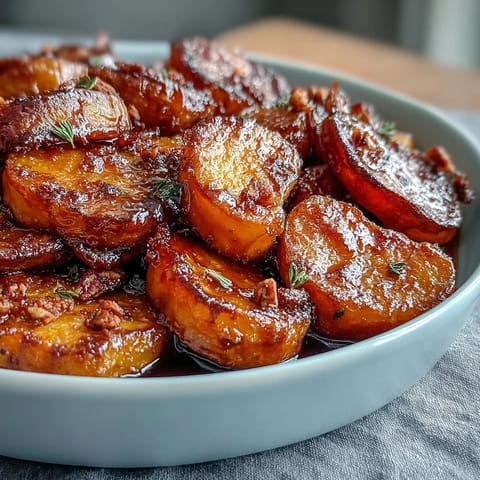 Classic Southern soul food candied yams with rich brown sugar syrup and warm spices, baked until tender and glossy.