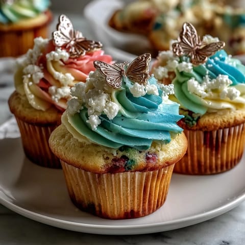 Spring Cupcakes with Pastel Butterfly Buttercream featuring soft vanilla cakes topped with swirled pastel frosting and edible butterfly toppers.