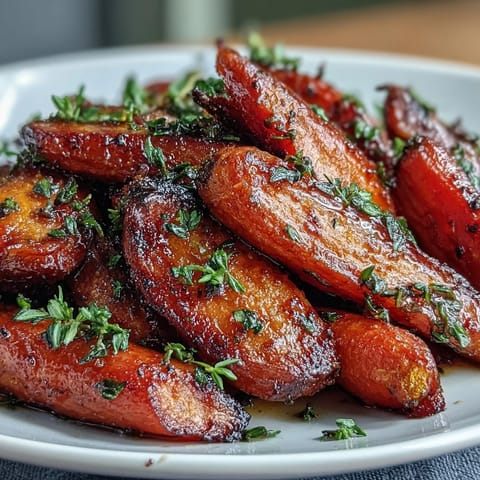 Honey Glazed Roasted Carrots with Thyme, golden and tender, caramelized to perfection with a sweet honey coating and fresh herbal aroma.