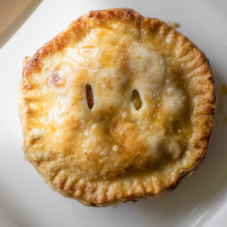 Slice of homemade Chicken Pot Pie served on a white plate with a fresh green salad on the side.