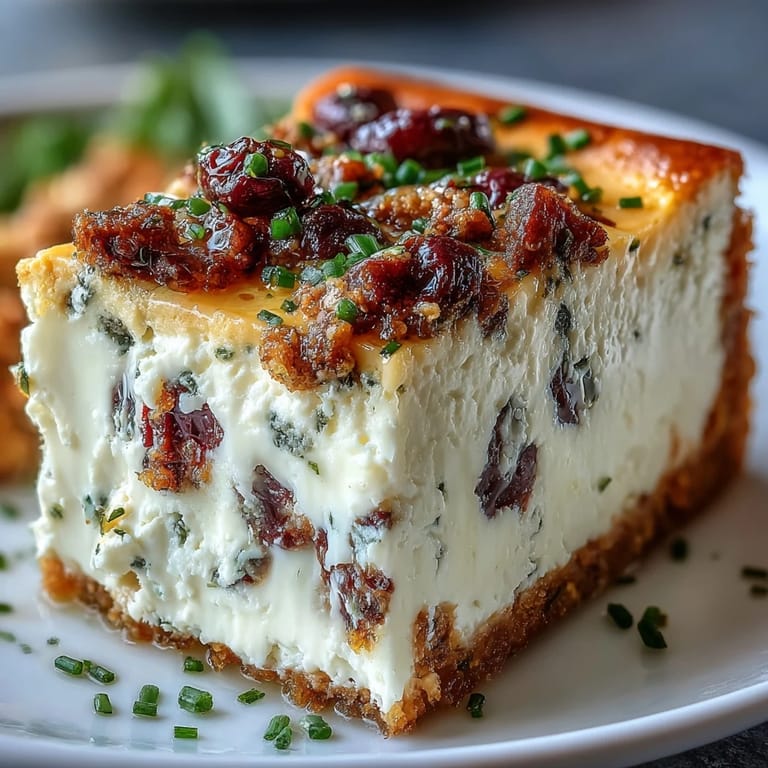 Kalamata Cheesecake Appetizer plated with arugula and lemon zest, ready for a Mediterranean-inspired party spread.