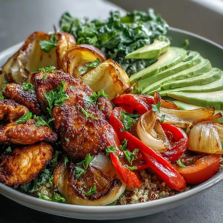 Lemon salad and creamy avocado complete this vibrant Paprika Roasted Vegetable Quinoa Bowl.