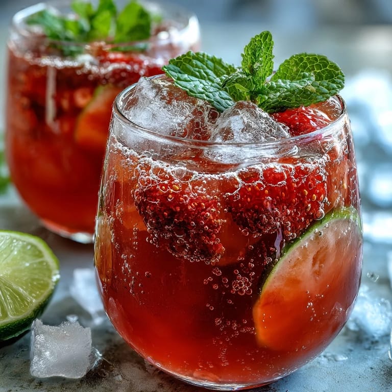 Sweet strawberries and tart lemon blend in this easy strawberry lemon sparkling mocktail, perfect for warm afternoons.