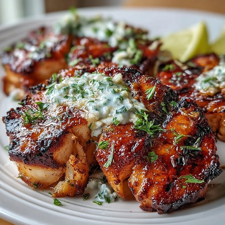 Plump scallops cooked to perfection in a silky lemon butter sauce, served with a sprinkle of fresh herbs and citrus.