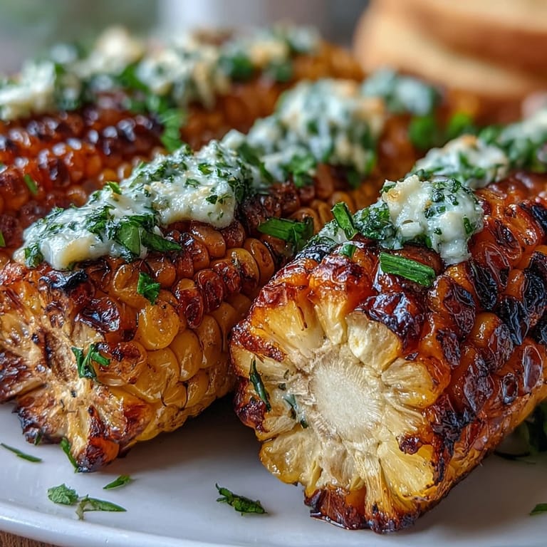 Festive platter of Memorial Day grilled corn, showcasing colorful, fresh herb butters.