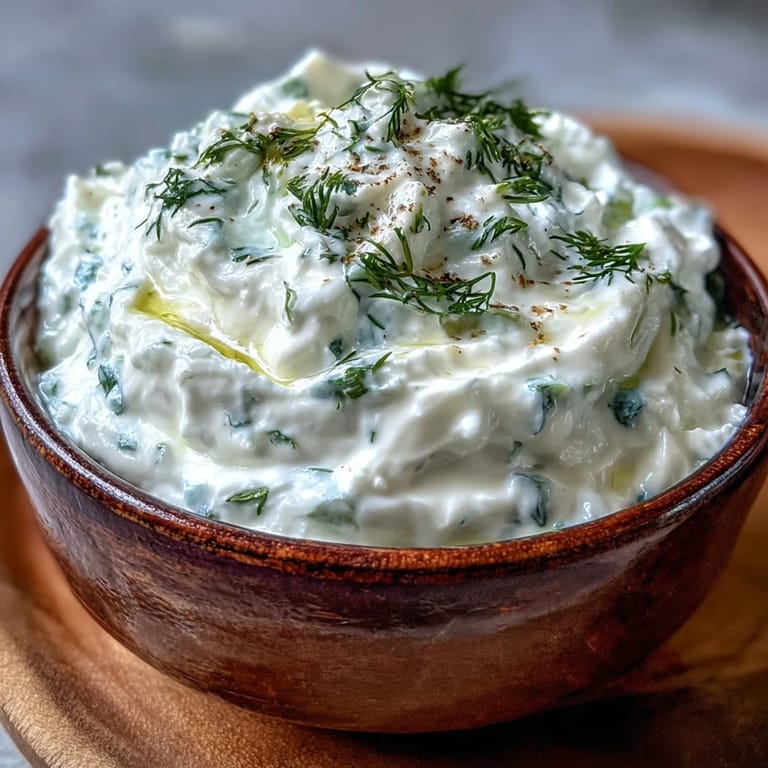 Tangy Greek Skyr Tzatziki, a cool and refreshing appetizer dip.