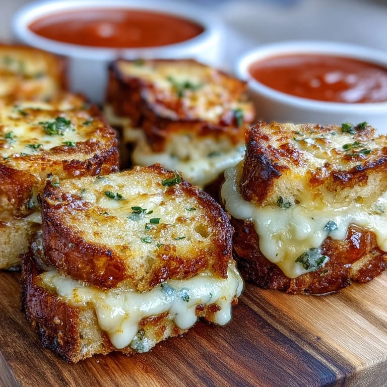 Crispy petite grilled cheese dippers alongside vibrant, warm tomato soup perfect for snacking.