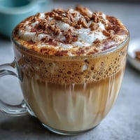 Warm, creamy dandelion tea latte with oat milk and vanilla, topped with a light cinnamon sprinkle.  