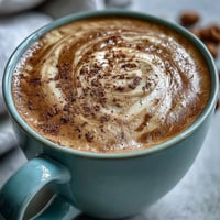 Warm adaptogens latte with ashwagandha and reishi, topped with cinnamon.